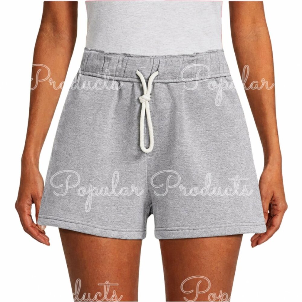 Foldover Fleece Shorts, Heathered Gray